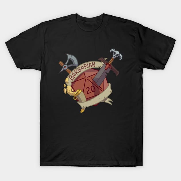 Dnd Barbarian D20 T-Shirt by SpicyCookiie